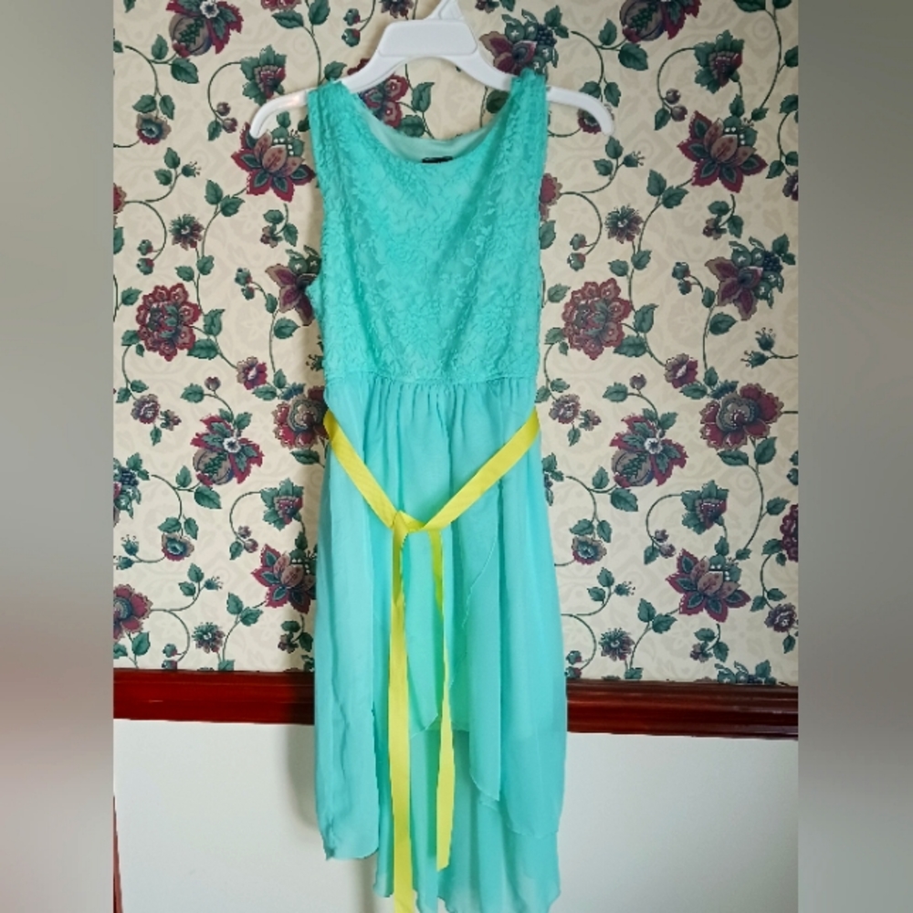 Formal/flower girl dress, blue green seafoam color, size 16.5(plus)